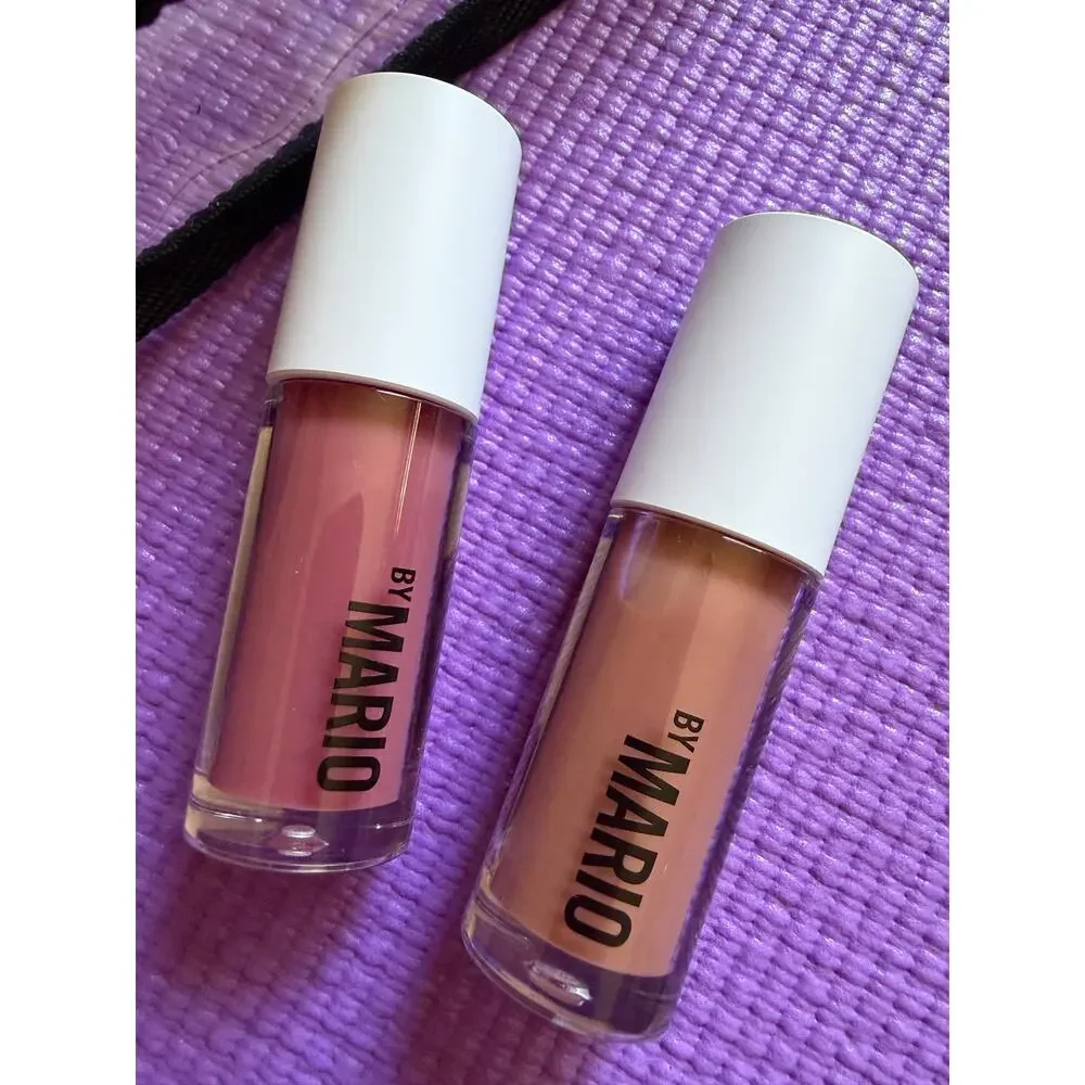 New Makeup by Mario SuperShine Lip Gloss Duo 2 Full Size Tubes + Cosmetic Bag